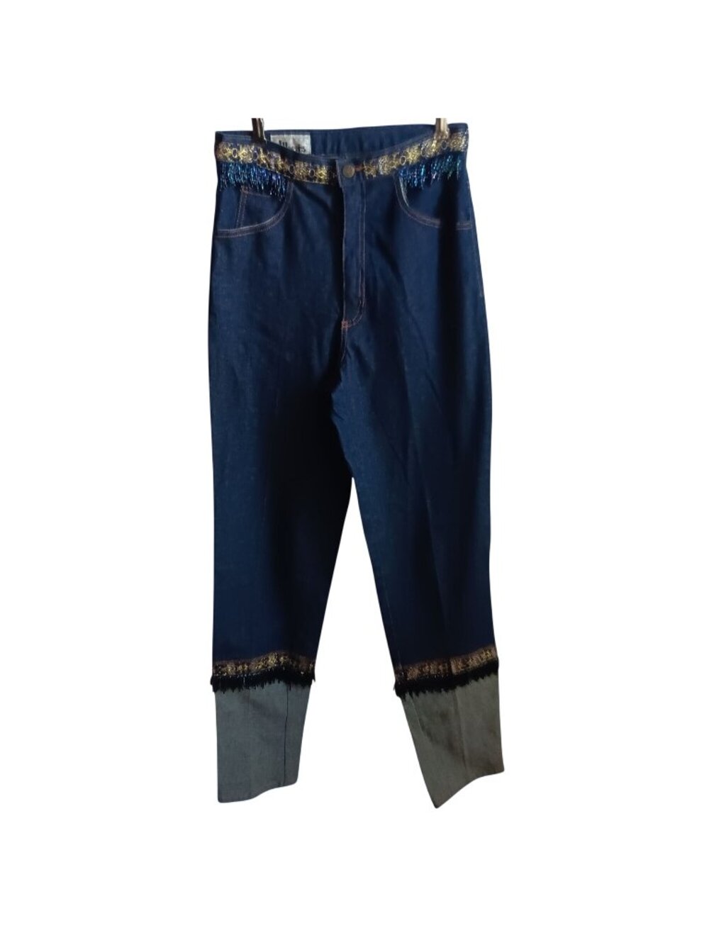 Western Stretch 10 28x29 J Harris Vintage Jeans Womens Beaded Trim Embellished